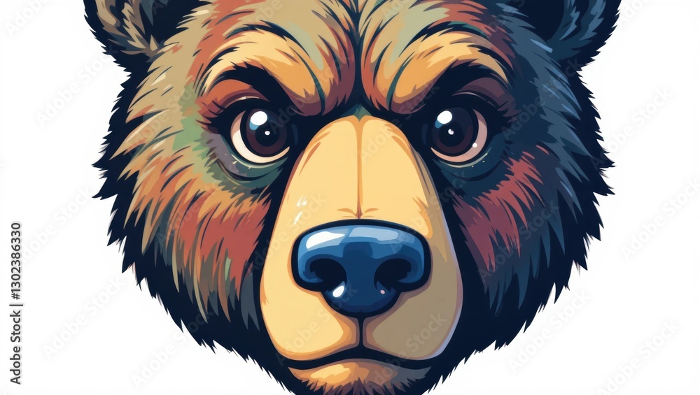 Obraz premium Realistic Portrait of a Fierce Brown Bear with Captivating Eyes and Strong Expression
