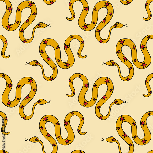 Colorful snake pattern on light background showcasing a unique and artistic design ideal for fabric or wallpaper