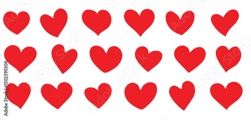 Heart, love, romance or valentine's day red heart. Heart vector icons. Artistic red heart love symbols isolated editable vector illustration