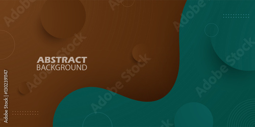 Abstract dark brown and green wave 3D background. Circle pattern on fluid shapes design. Eps10 vector