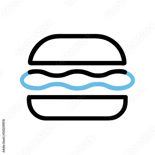 Iconic hamburger illustration with blue elements