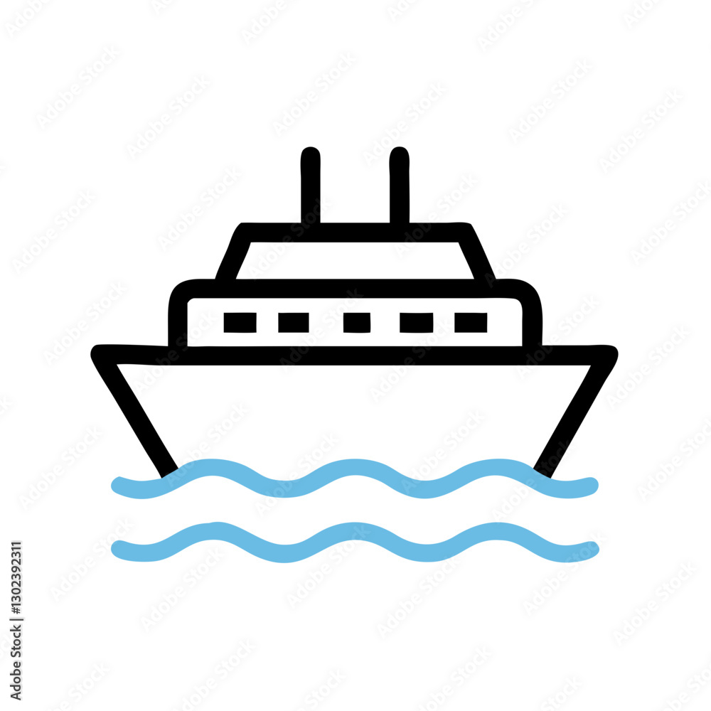 Illustration of a ship sailing on waves Illustration of a ship sailing on waves