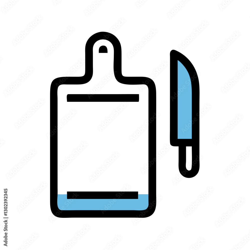 Cutting board with knife and water splash background Cutting board with knife and water splash background