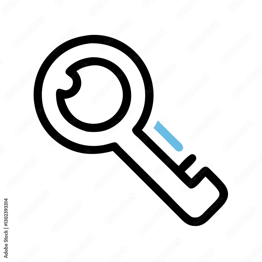 Key outline design with a blue droplet on white background Key outline design with a blue droplet on white background