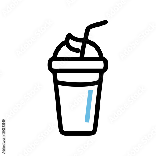 Ice cream shake in a cup with a straw