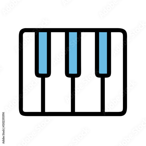 Piano keyboard with blue keys