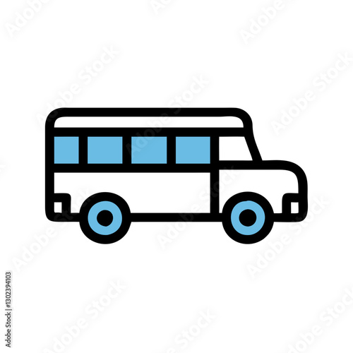 Cartoon school bus illustration with blue accents