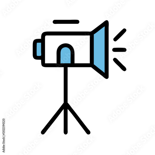 Microphone on a tripod with blue accent lighting