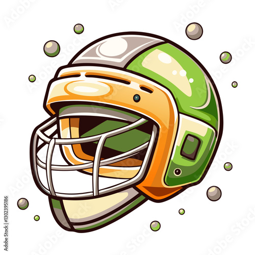 Colorful football helmet illustration with abstract background