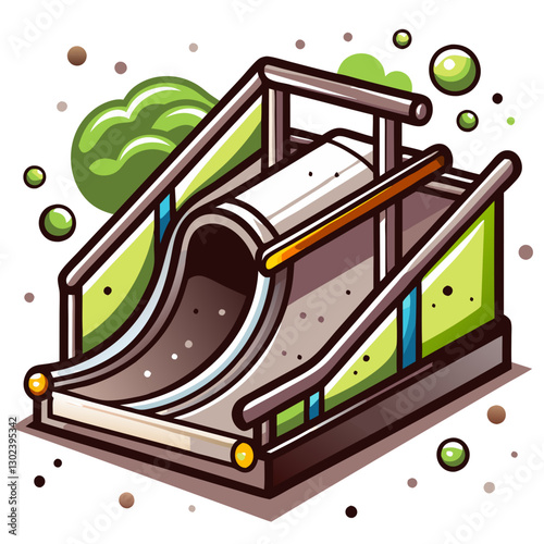 Playground slide in a park setting