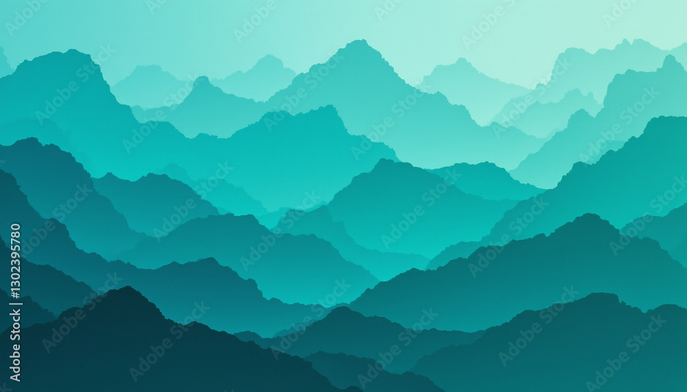 Obraz premium Layers of teal and aquamarine mountains create serene landscape