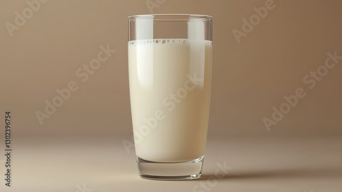 Refreshing milk beverage in clear glass minimalistic setting food photography soft background close-up perspective nutritional value