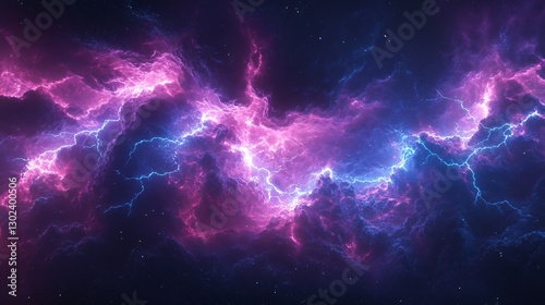 A thunderstorm crackling with electric purple and blue lightning