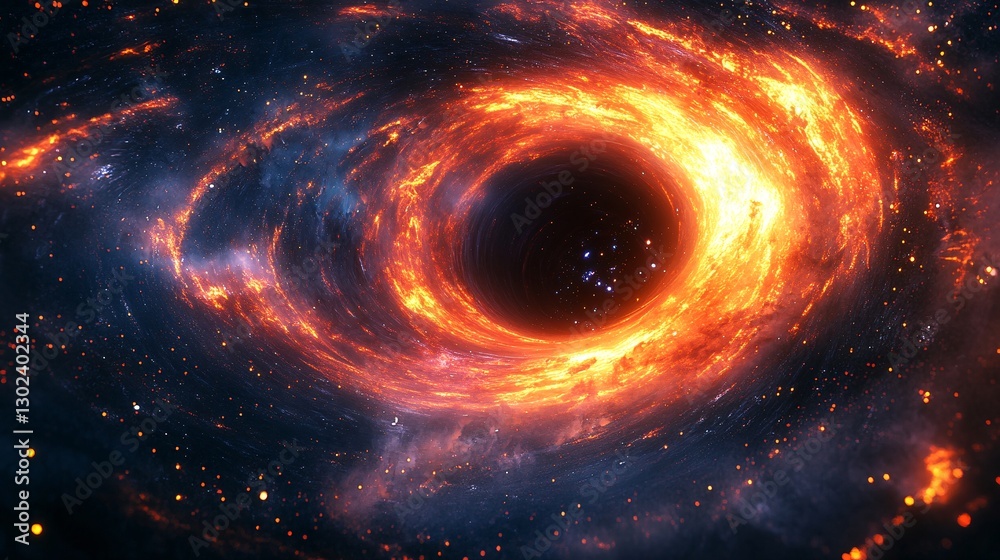 Obraz premium A majestic black hole absorbing vibrant neon energy into a swirling vortex