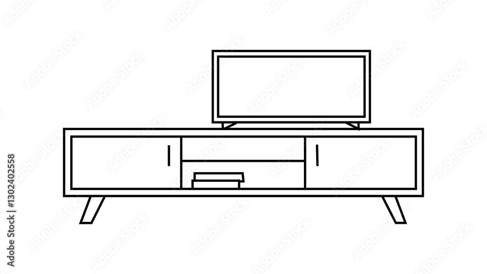 TV Stand Continuous line draw Full length single line animation. TV Stand Continuous line draw Full length single line animation.