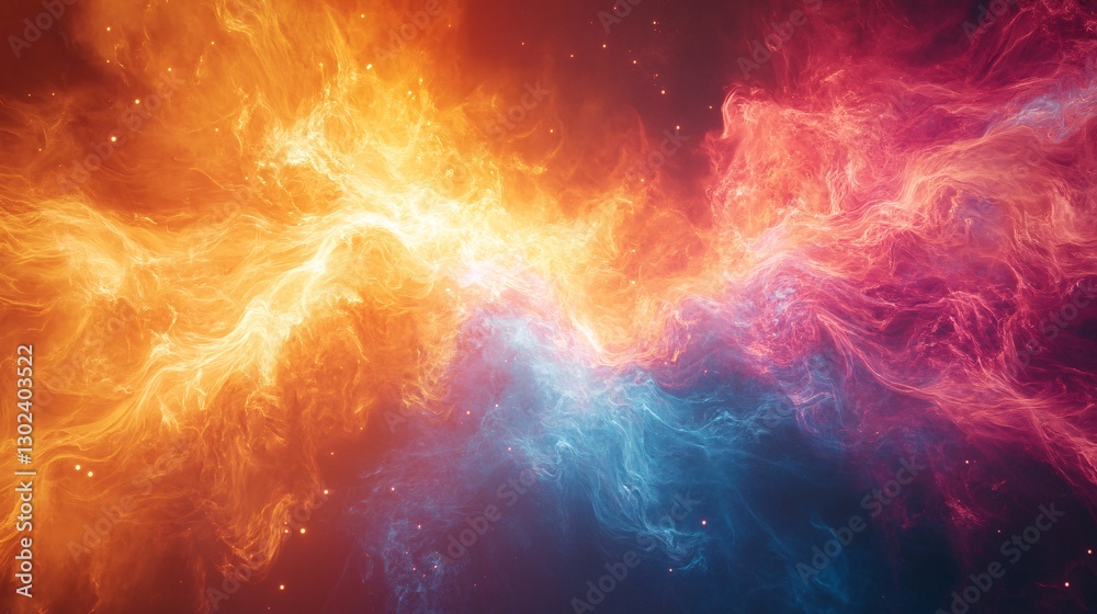 Obraz premium A radiant sunstorm emitting waves of pink, blue, and orange solar energy