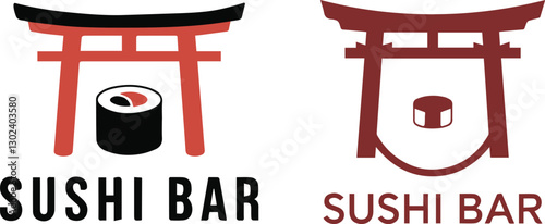 Sushi logo and Bar Logo Design sets, Isolated In White Background Flat Logo. Sushi Logo. Sushi. Vector Illustration