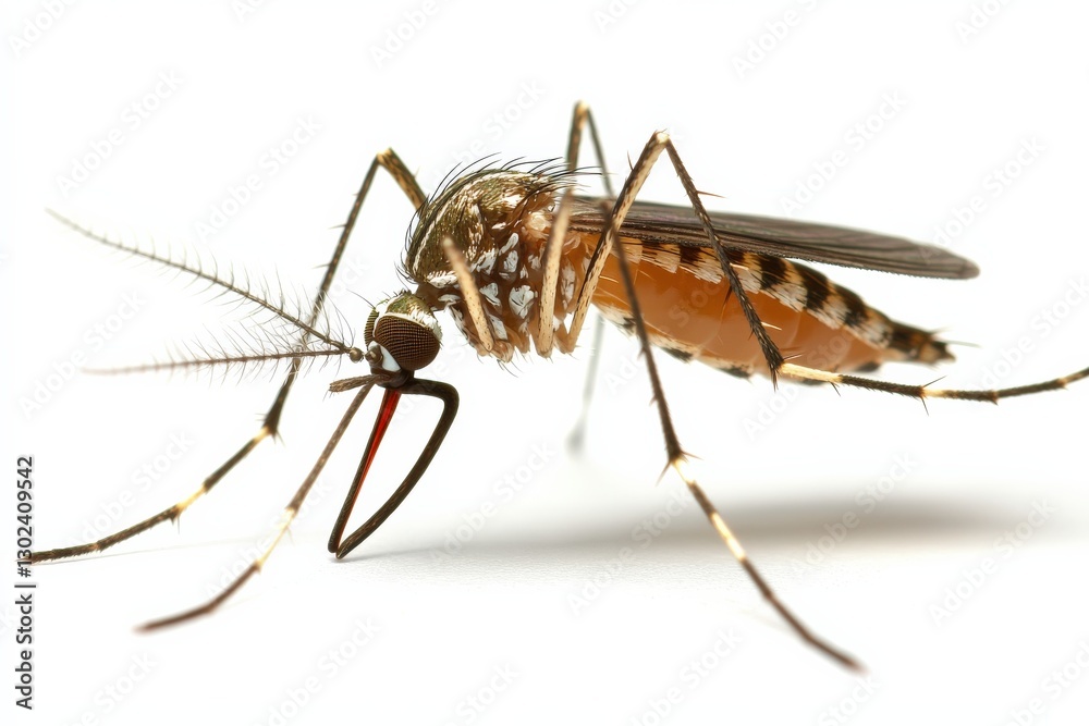Close-Up of Detailed Mosquito on Plain Background for Nature and Biology Themes Close-Up of Detailed Mosquito on Plain Background for Nature and Biology Themes