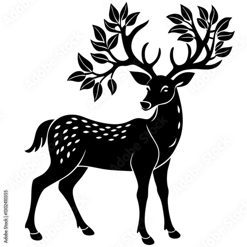 Majestic Deer with Tree Branch Antlers – Elegant Wildlife Vector

