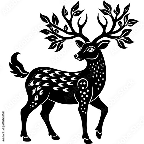 Majestic Deer with Tree Branch Antlers – Elegant Wildlife Vector

