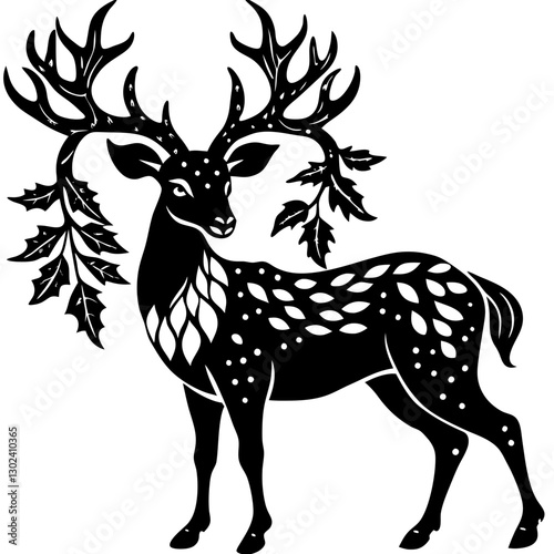 Majestic Deer with Tree Branch Antlers – Elegant Wildlife Vector

