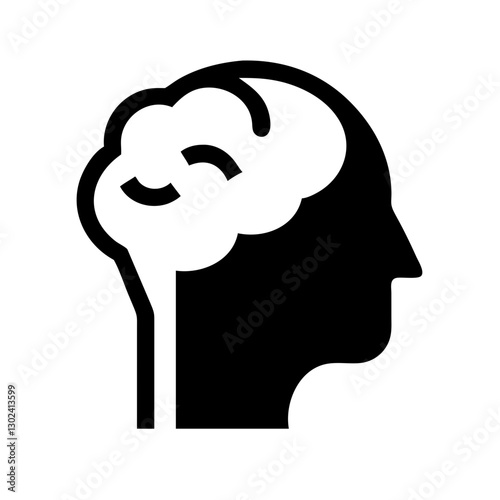 Human brain illustration, medicine and science concept, minimalistic, black and white, vector illustration