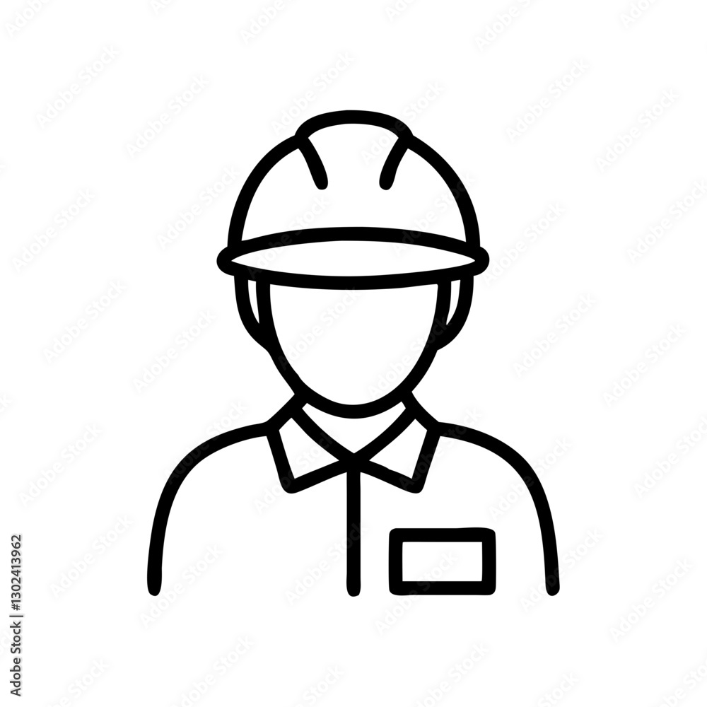 Simple black icon of an industrial worker wearing a helmet for occupational safety and labor force Simple black icon of an industrial worker wearing a helmet for occupational safety and labor force