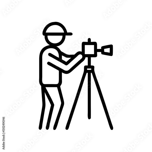 Surveyor with theodolite working in a professional manner 