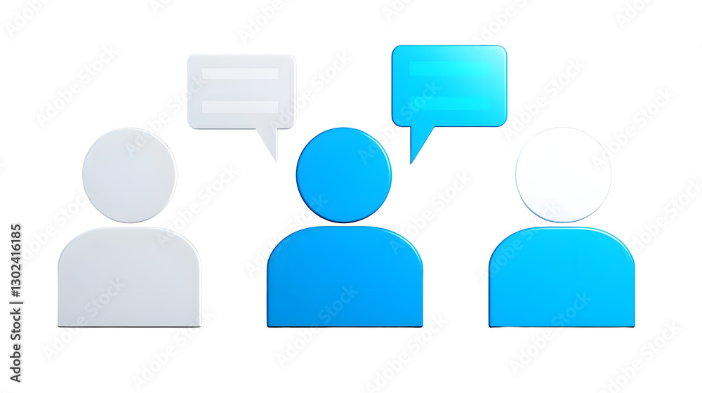 Teamwork with Interactive Discussion and Networking A 3D rendered featuring distinctively colored human figures engaged in team interactive discussions with speech bubbles Teamwork with Interactive Discussion and Networking A 3D rendered featuring distinctively colored human figures engaged in team interactive discussions with speech bubbles