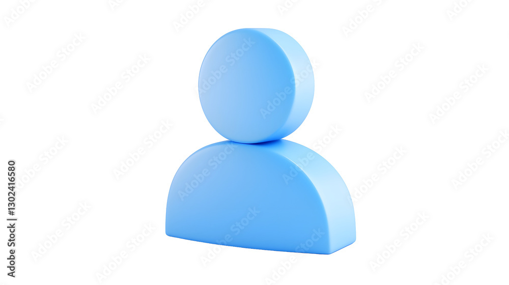 Minimalist 3D Concept of a Soft Well Defined Blue Person Icon Designed to Represent an Online Account Social Media Profile or Admin User with a Smooth Minimalist 3D Concept of a Soft Well Defined Blue Person Icon Designed to Represent an Online Account Social Media Profile or Admin User with a Smooth