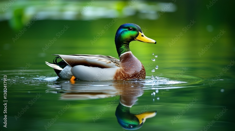 Obraz premium Documentary photos showcase the beauty of the rare Black Duck with Purple Wing