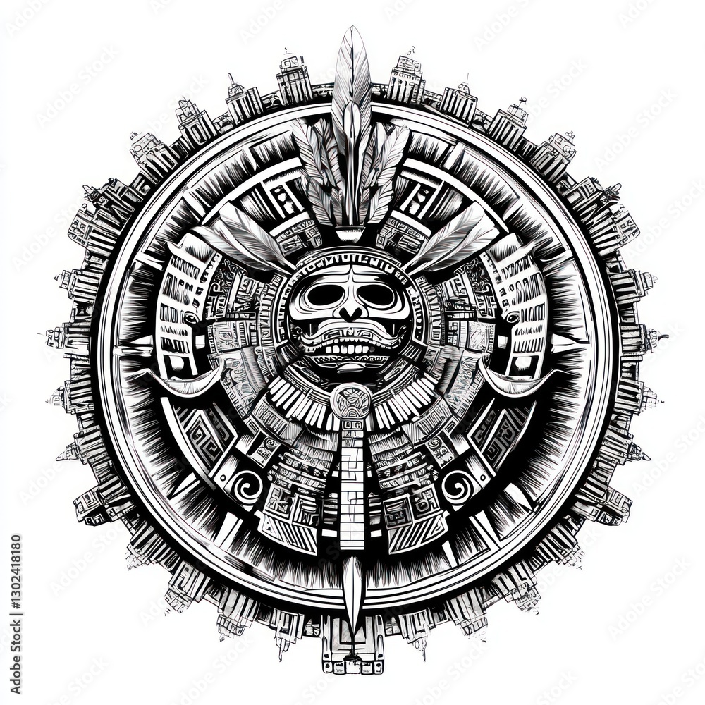 Obraz premium Aztec Skull Mandala