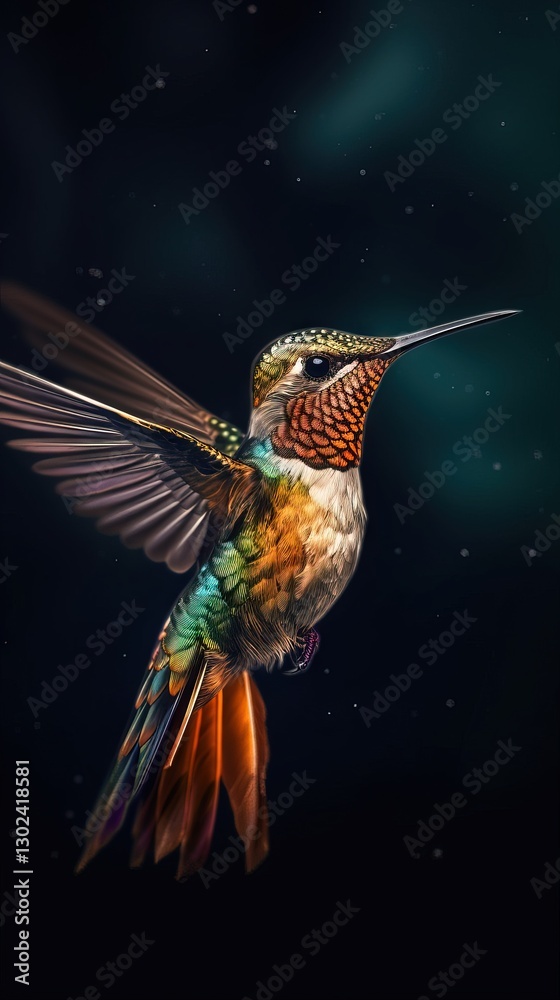 Fototapeta premium A Stunning Hummingbird in Flight, Captured in Vivid Detail