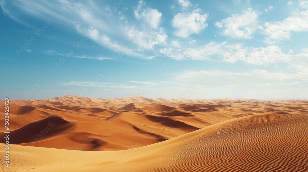 Naklejka premium A vast desert landscape with rolling sand dunes and no signs of life
