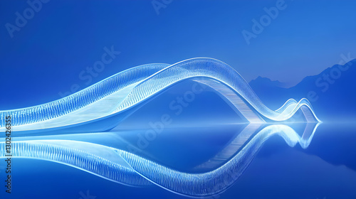 Serene Blue Wave with Light Reflection in Calm Waters of Nature