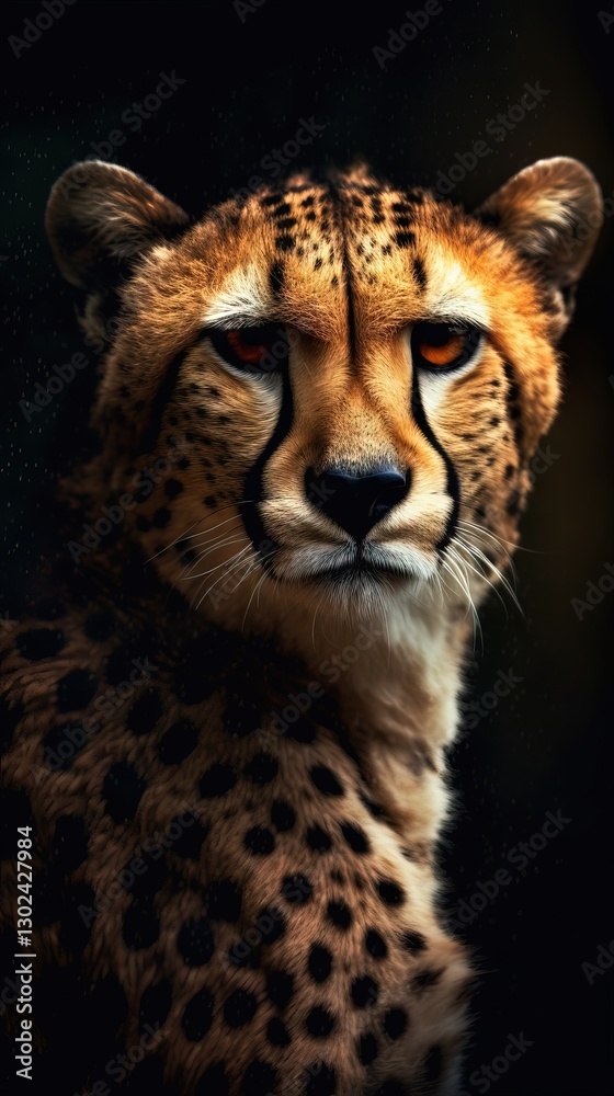 Cheetah on Dark Background in Focus Cheetah on Dark Background in Focus