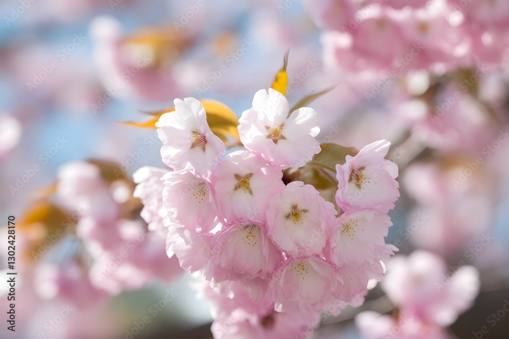 Delicate Pink Cherry Blossoms in Spring Sunlight Delicate Pink Cherry Blossoms in Spring Sunlight