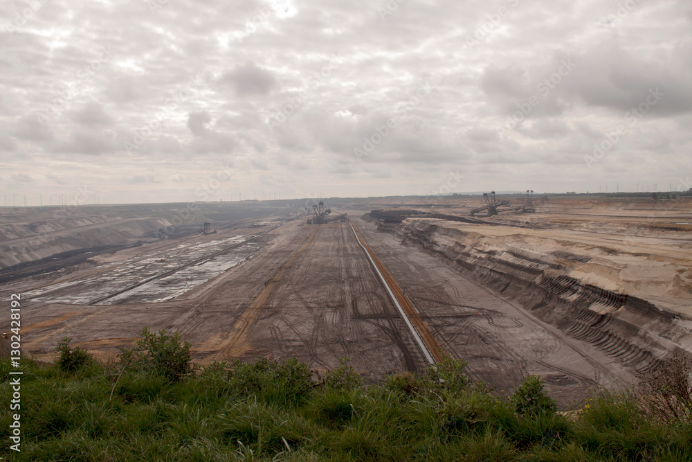Germany, North Rhine Westphalia, -june 2017: open pit coal mine; Germany,for winning brown coal