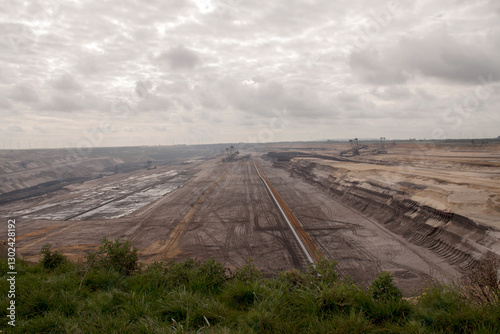 Obraz na płótnie Germany, North Rhine Westphalia, -june 2017: open pit coal mine; Germany,for winning brown coal w salonie