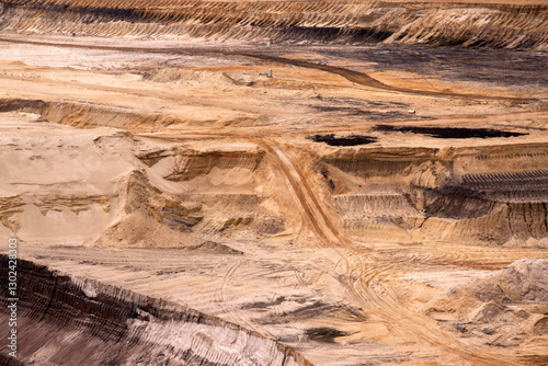 Germany, North Rhine Westphalia, -june 2017:   natural structures in open pit coal mine; Germany,for winning brown coal