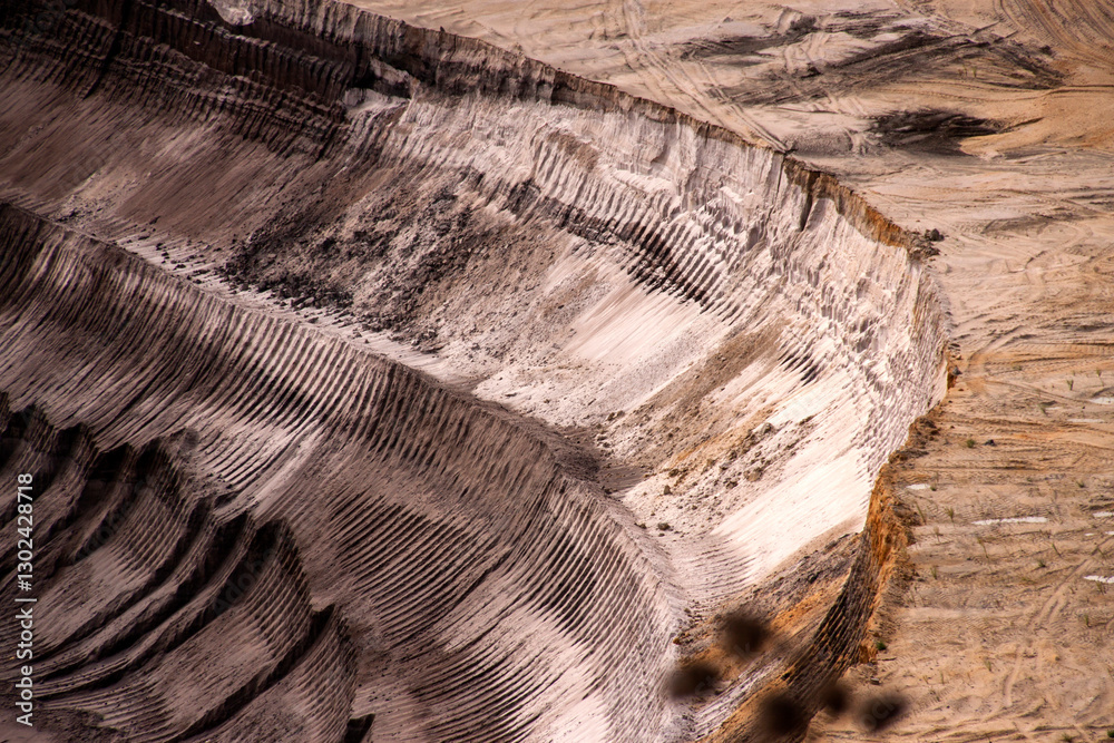 Germany, North Rhine Westphalia, -june 2017: natural structures in open pit coal mine; Germany,for winning brown coal