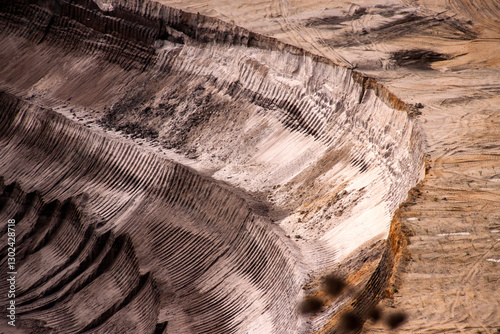 Obraz na płótnie Germany, North Rhine Westphalia, -june 2017: natural structures in open pit coal mine; Germany,for winning brown coal w salonie