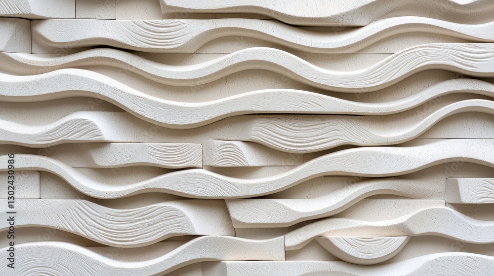 Fototapeta premium Abstract Wave Pattern in Textured White Wooden Panels Design