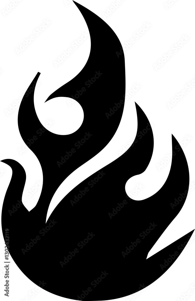 Obraz premium Flame Icons – Fire Symbol Silhouettes for Design and Branding