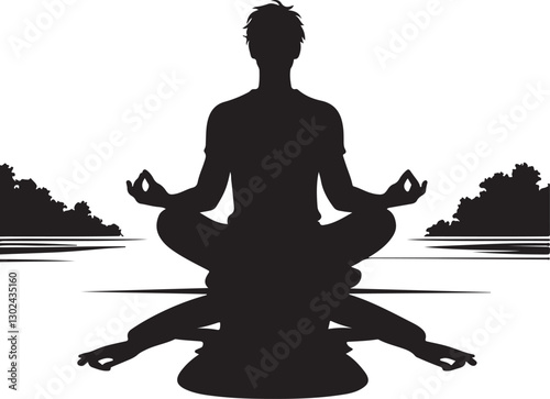 Sitting in a meditative position illustration