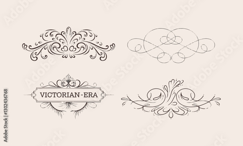 Vector illustration of elegant ornamental flourishes decorative lines , easily editable.