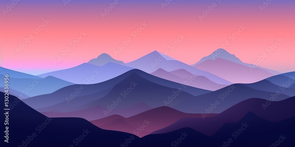 custom made wallpaper toronto digitalSerene Mountain Landscape with Gradient Colors and Silhouetted Peaks