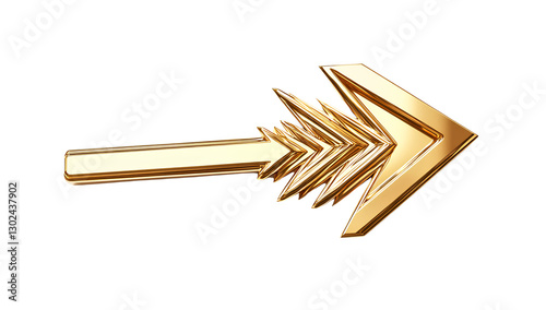 Golden upward arrow on a white background, a golden growth graph icon or business success concept, isolated on a Transparent background.png