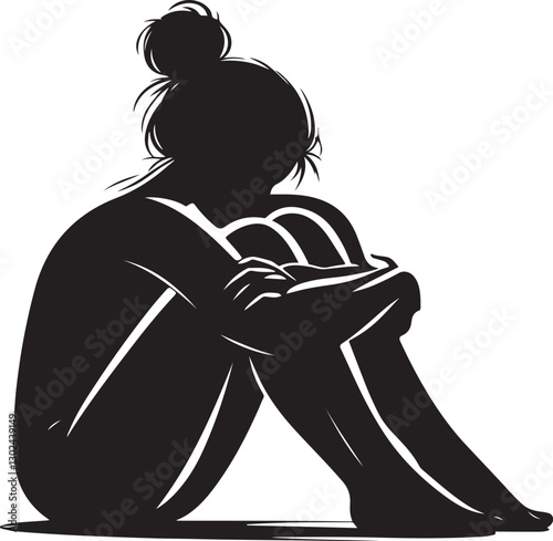 Sitting sadly vector illustration