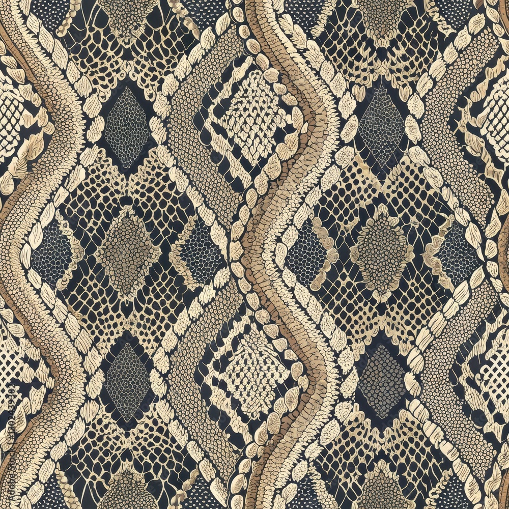 Seamless Geometric Pattern Design Digital Art Elegant Textiles Modern Aesthetic Close-Up View Creative Inspiration